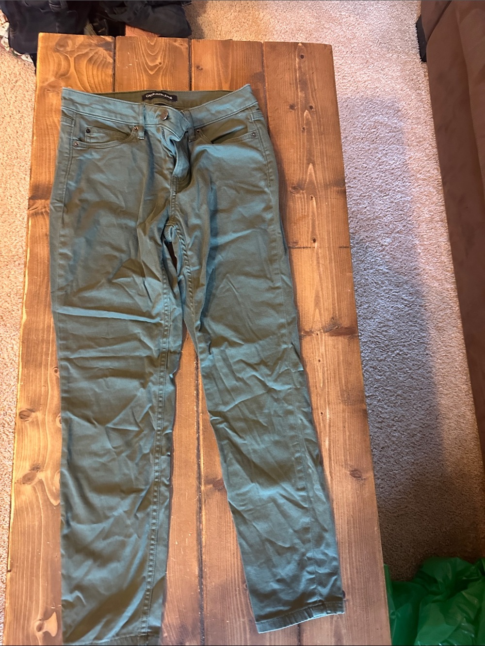 Calvin Klein Olive Slim Chinos for Women
